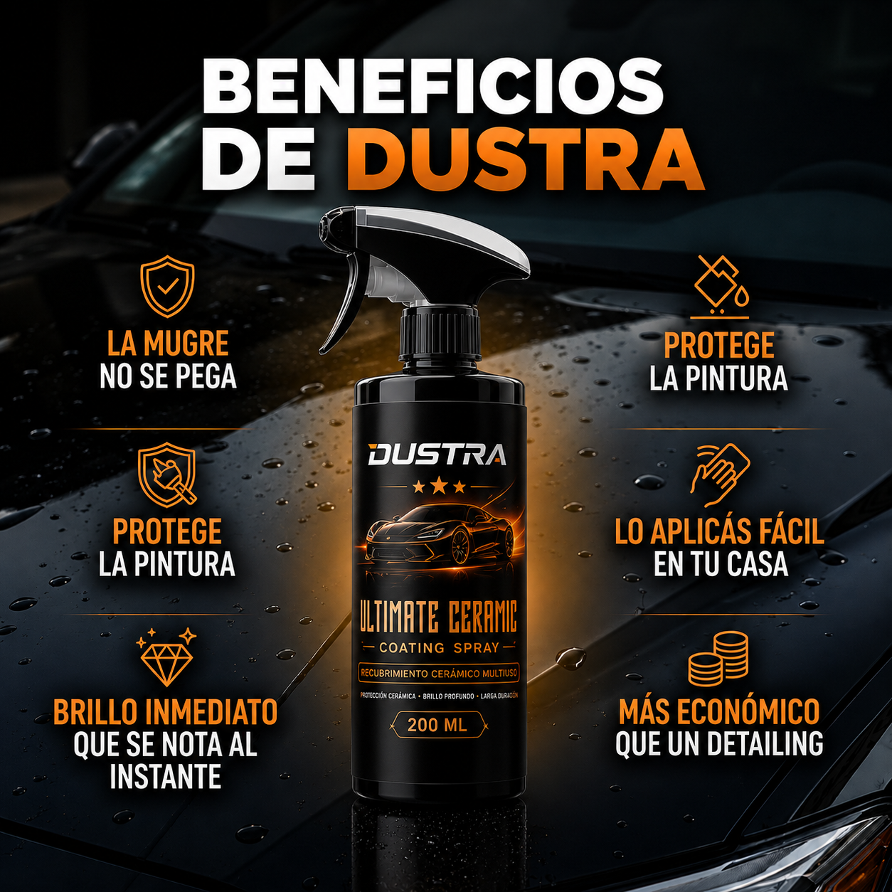 Dustra Ceramic - Brillo Intenso y Pelicula Protectora En Spray